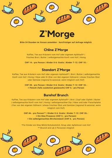 Unser Frühstück-Angebot - bitte 24 Stunden im Voraus anmelden, damit wir den nötigen Einkauf tätigen können.